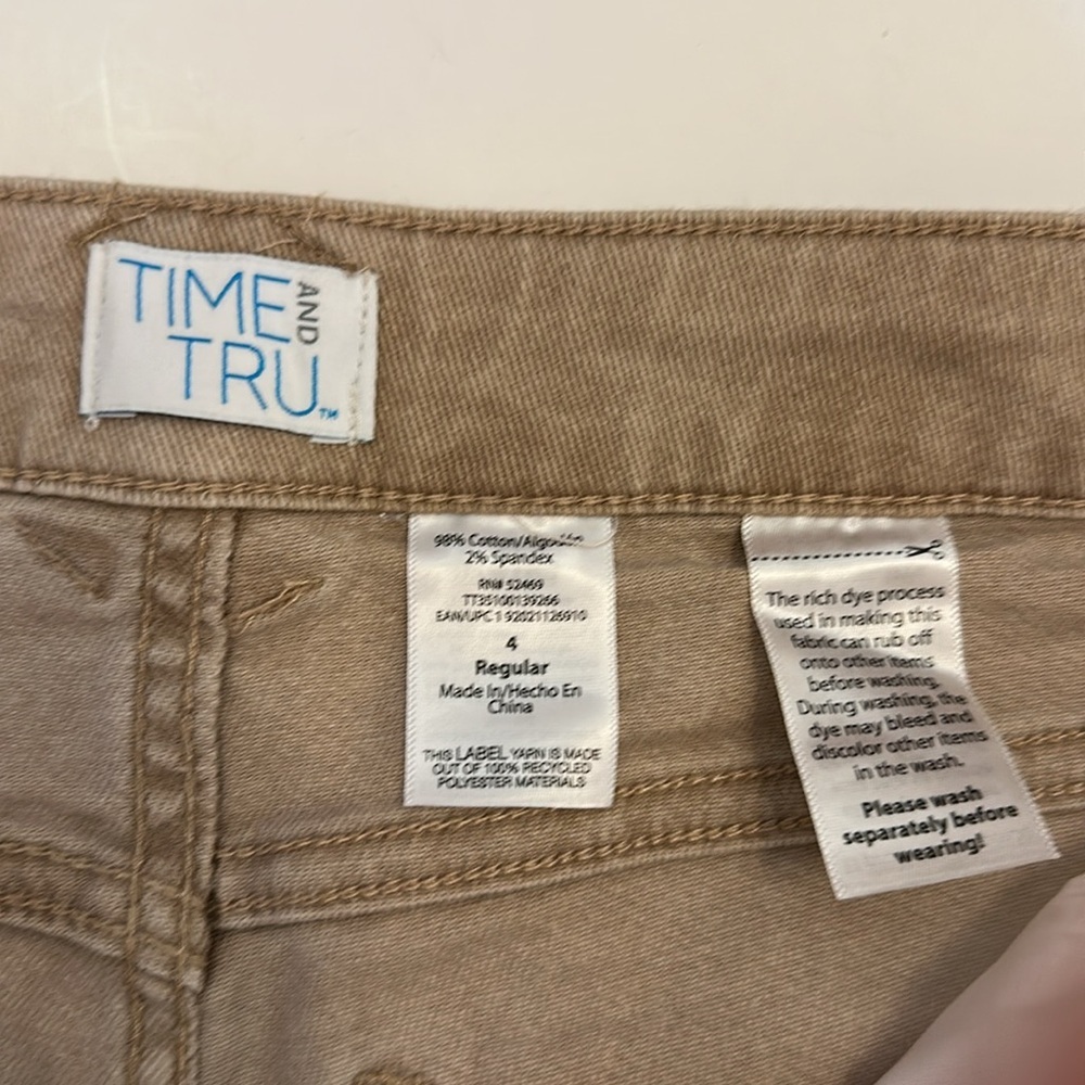 Time and Tru hi-rise straight regular denim jeans khaki size 4 - Picture 5 of 6